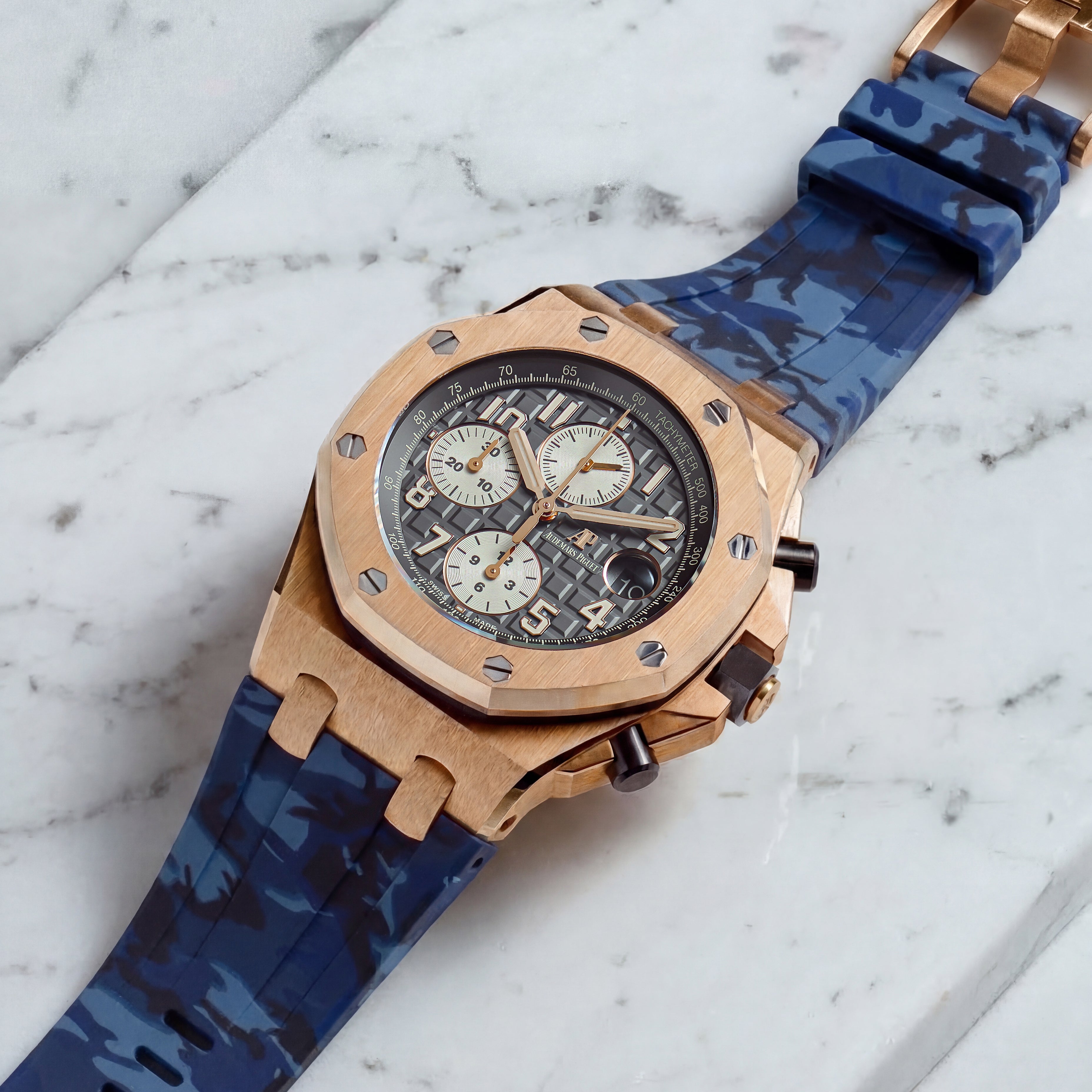 Audemars Piguet Royal Oak Offshore 42mm on Ocean Camo Rubber Horus Strap with Tang Buckle