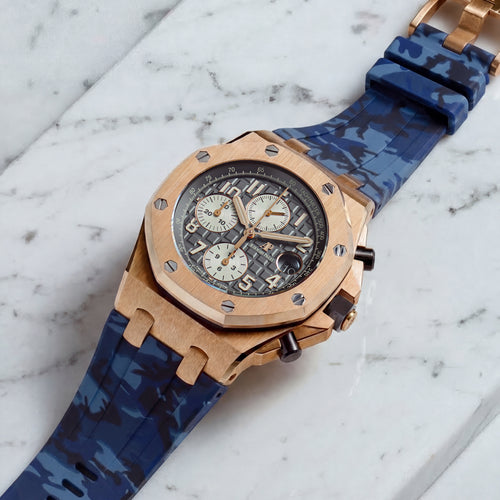 Rubber Strap for Audemars Piguet 42mm Royal Oak Offshore (Tang Buckle) - Ocean Camo