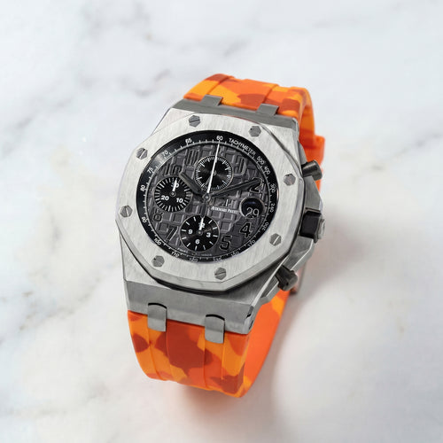 Rubber Strap for Audemars Piguet 42mm Royal Oak Offshore (Tang Buckle) - Orange Camo