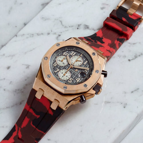 Rubber Strap for Audemars Piguet 42mm Royal Oak Offshore (Tang Buckle) - Red Camo