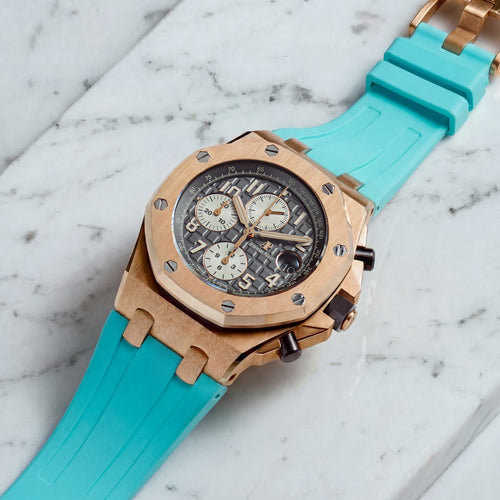 Rubber Strap for Audemars Piguet 42mm Royal Oak Offshore (Tang Buckle) - Seafoam Blue