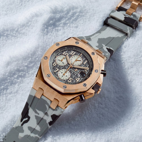 Rubber Strap for Audemars Piguet 42mm Royal Oak Offshore (Tang Buckle) - Snow Camo