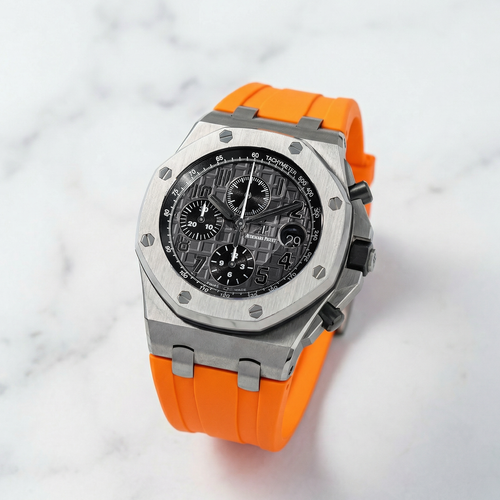 Rubber Strap for Audemars Piguet 42mm Royal Oak Offshore (Tang Buckle) - Tangerine Orange