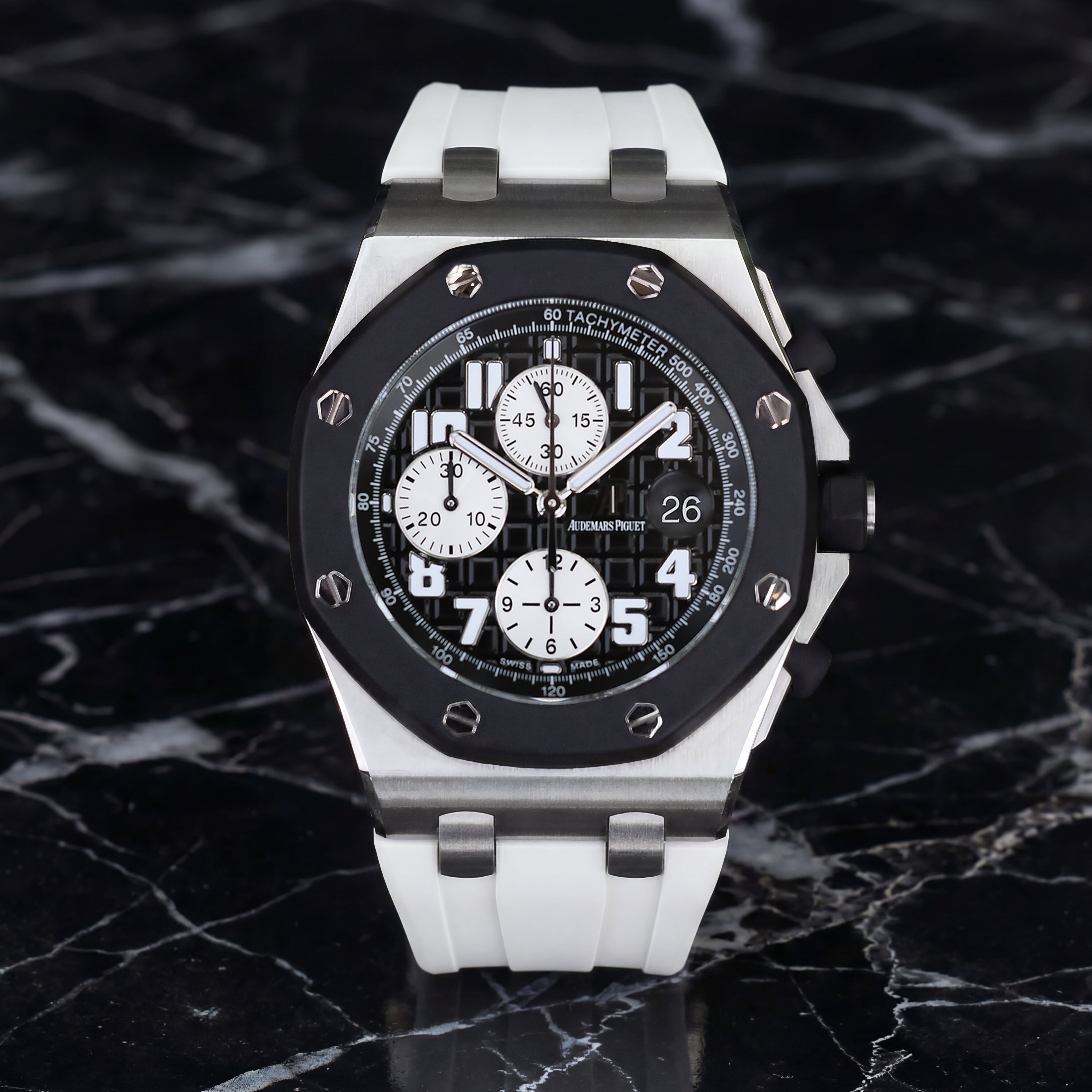 Rubber Strap for Audemars Piguet 42mm Royal Oak Offshore (Deployant Clasp) - Arctic White
