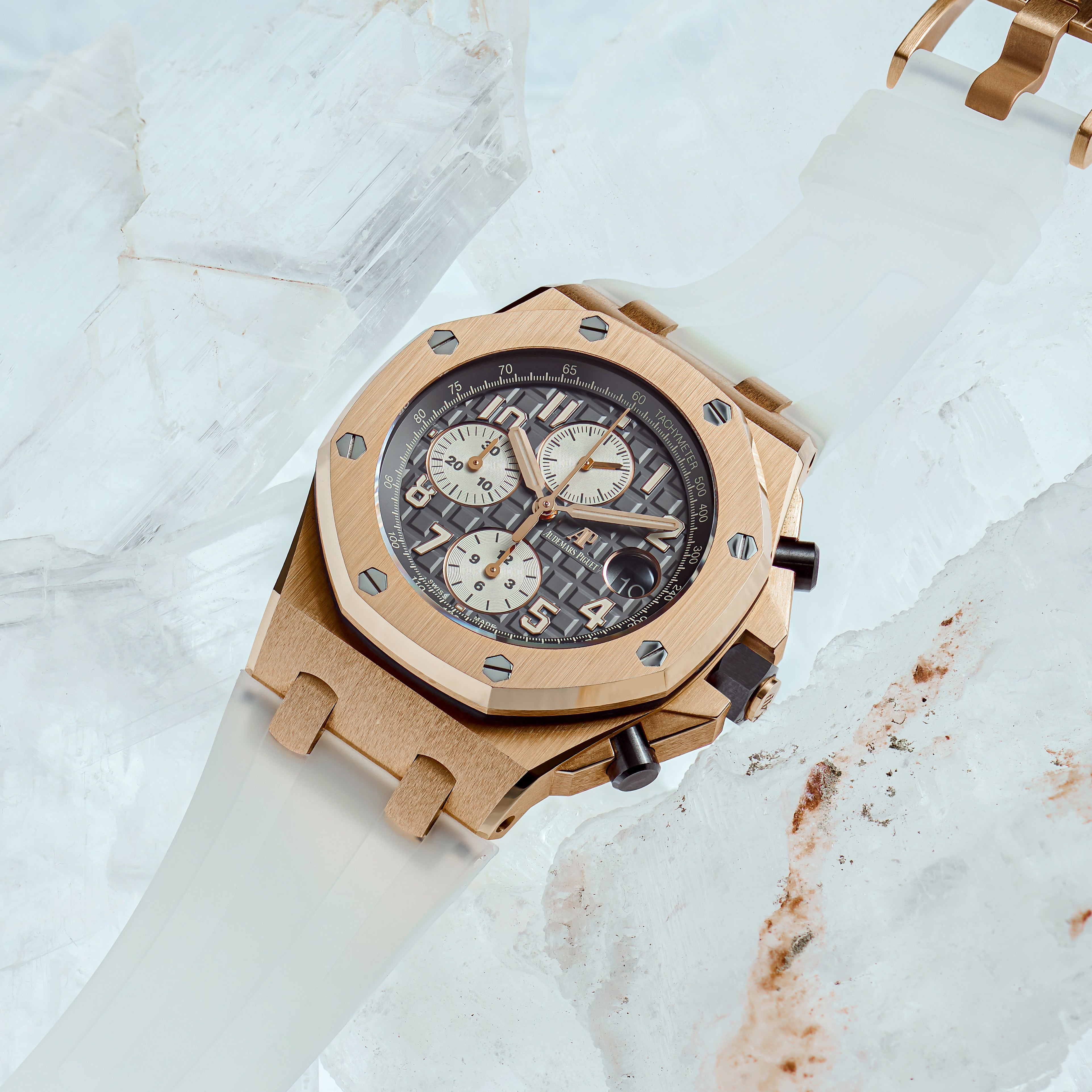 Audemars Piguet Royal Oak Offshore 42mm on Translucent Glacier Rubber Horus Strap with Tang Buckle