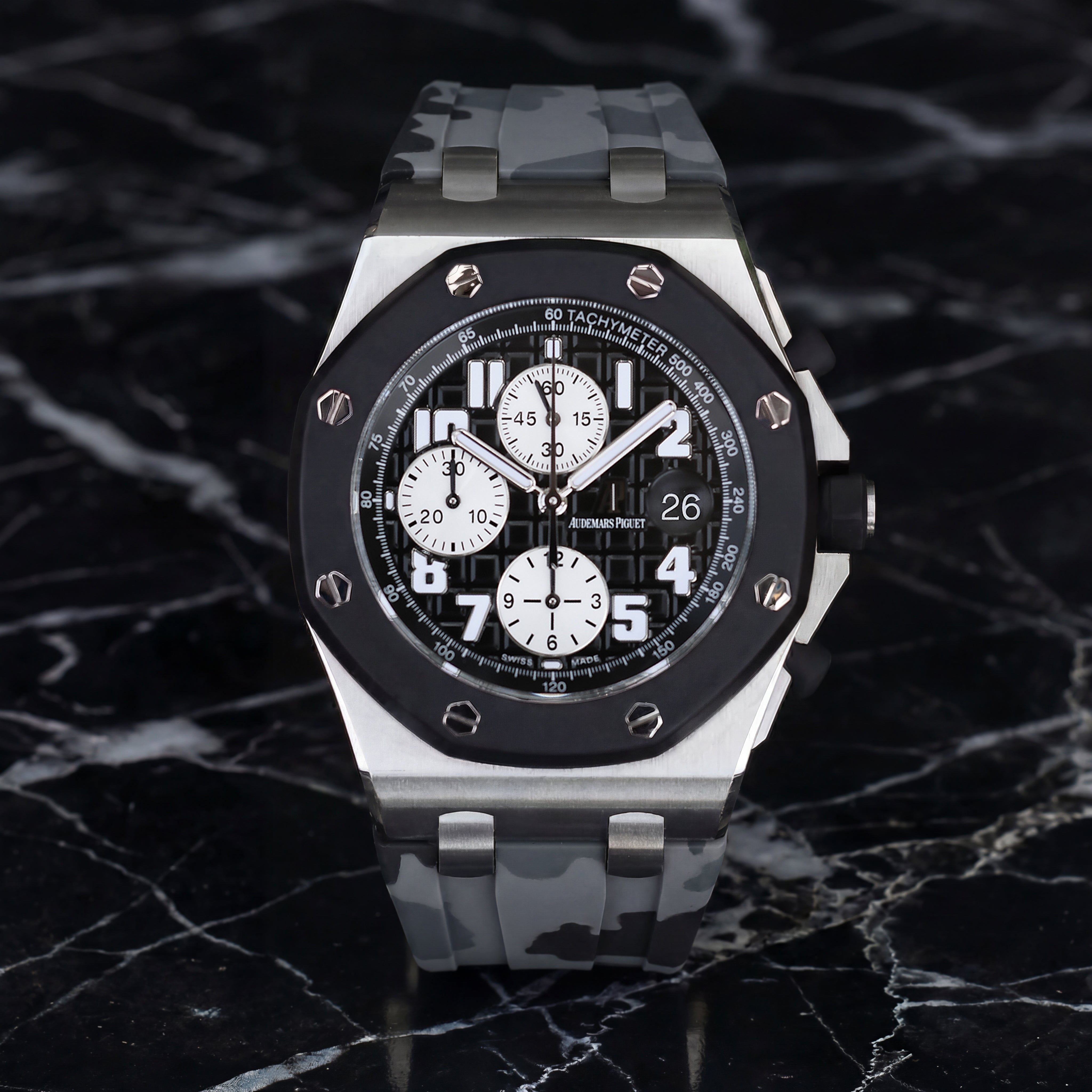 Rubber Strap for Audemars Piguet 42mm Royal Oak Offshore (Deployant Clasp) - Graphite Camo