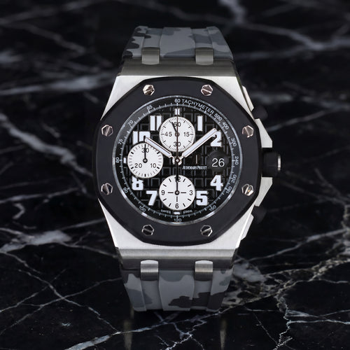 Rubber Strap for Audemars Piguet 42mm Royal Oak Offshore (Deployant Clasp) - Graphite Camo