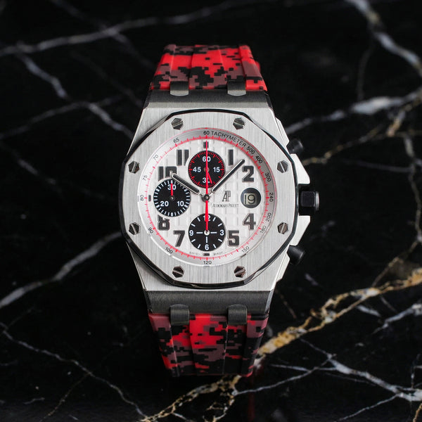 Audemars Piguet 42mm Royal Oak Offshore Red Digi Camo Rubber Strap