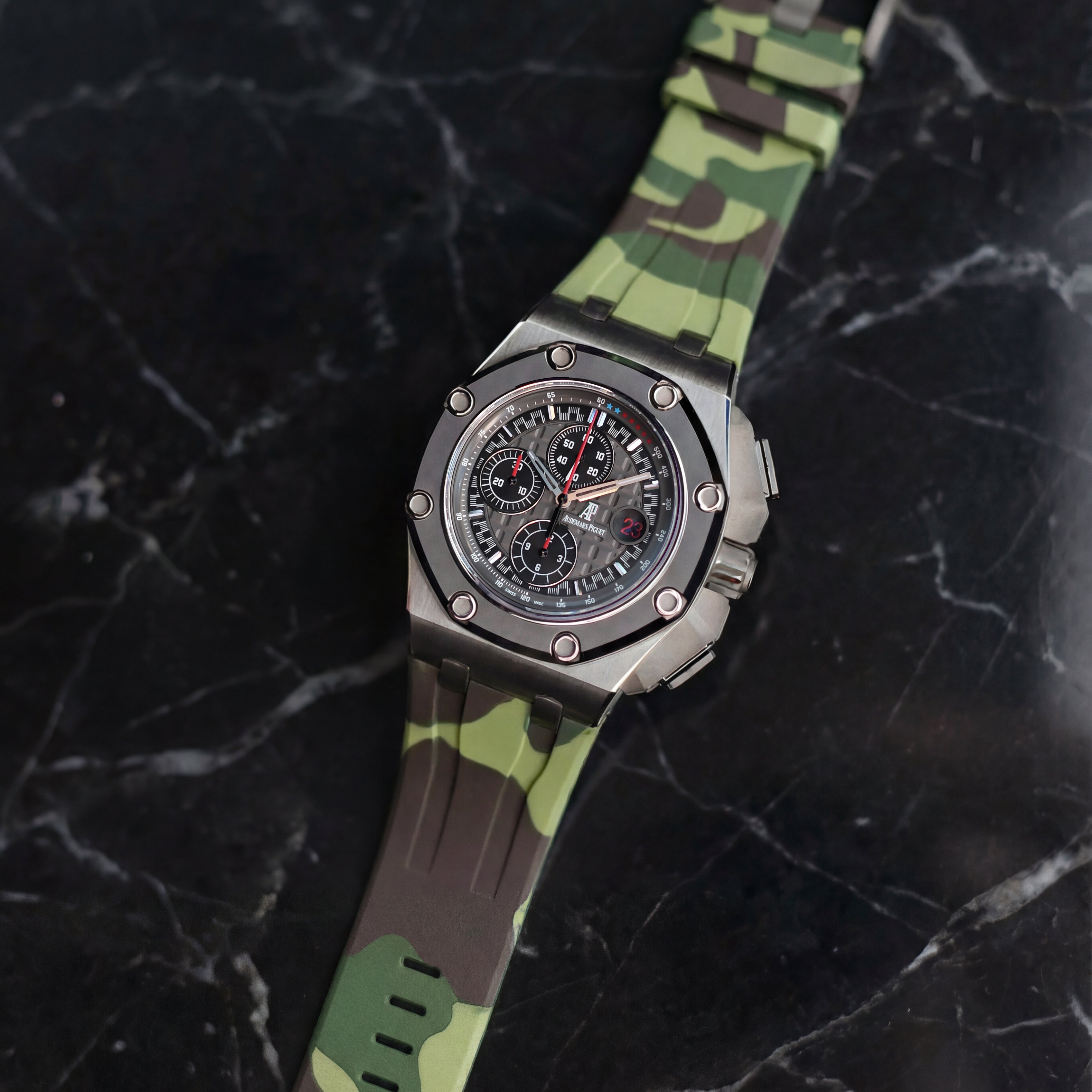 Audemars Piguet Royal Oak Offshore 44mm on Green Camo Rubber Horus Strap