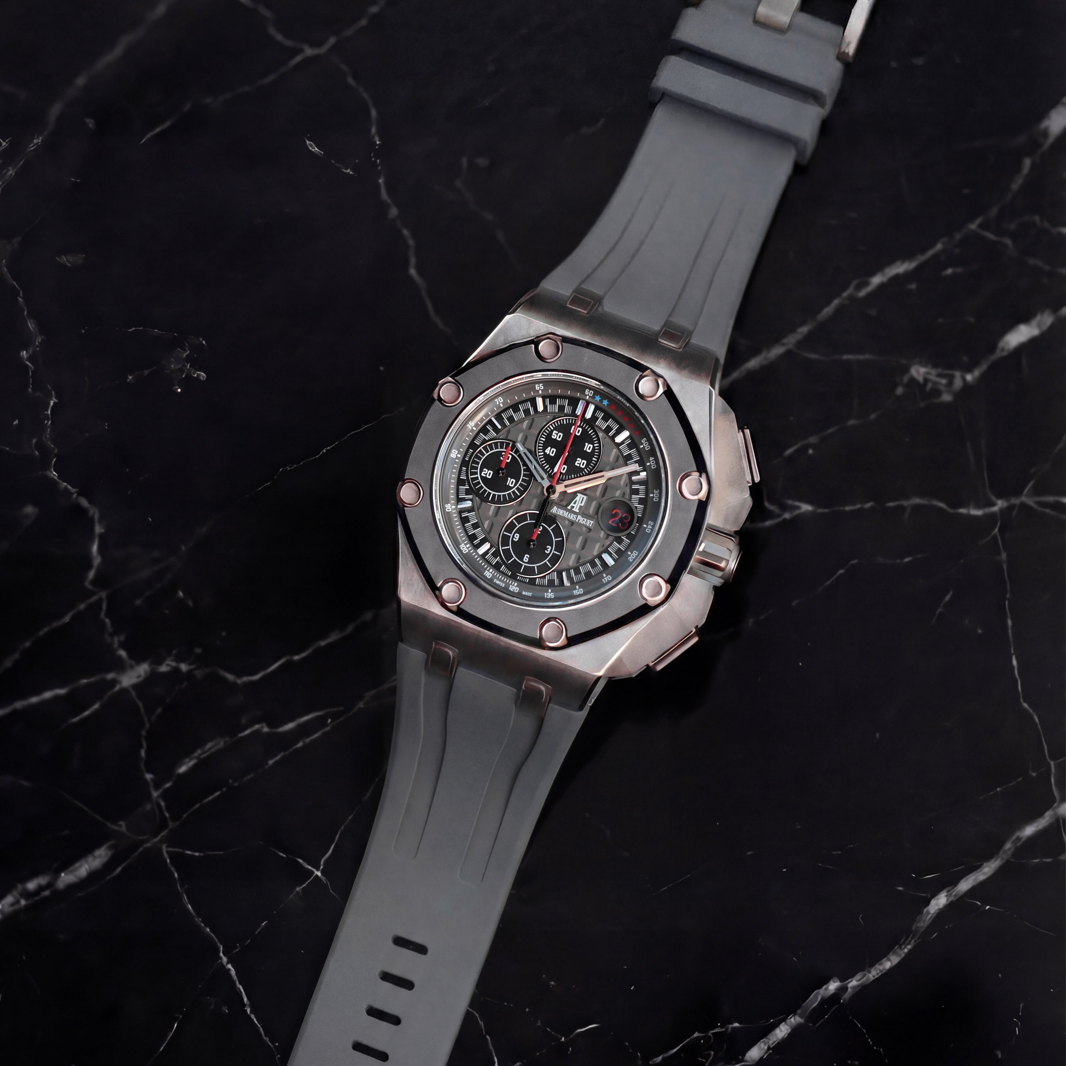 Audemars Piguet Royal Oak Offshore 44mm on Graphite Grey Rubber Horus Strap