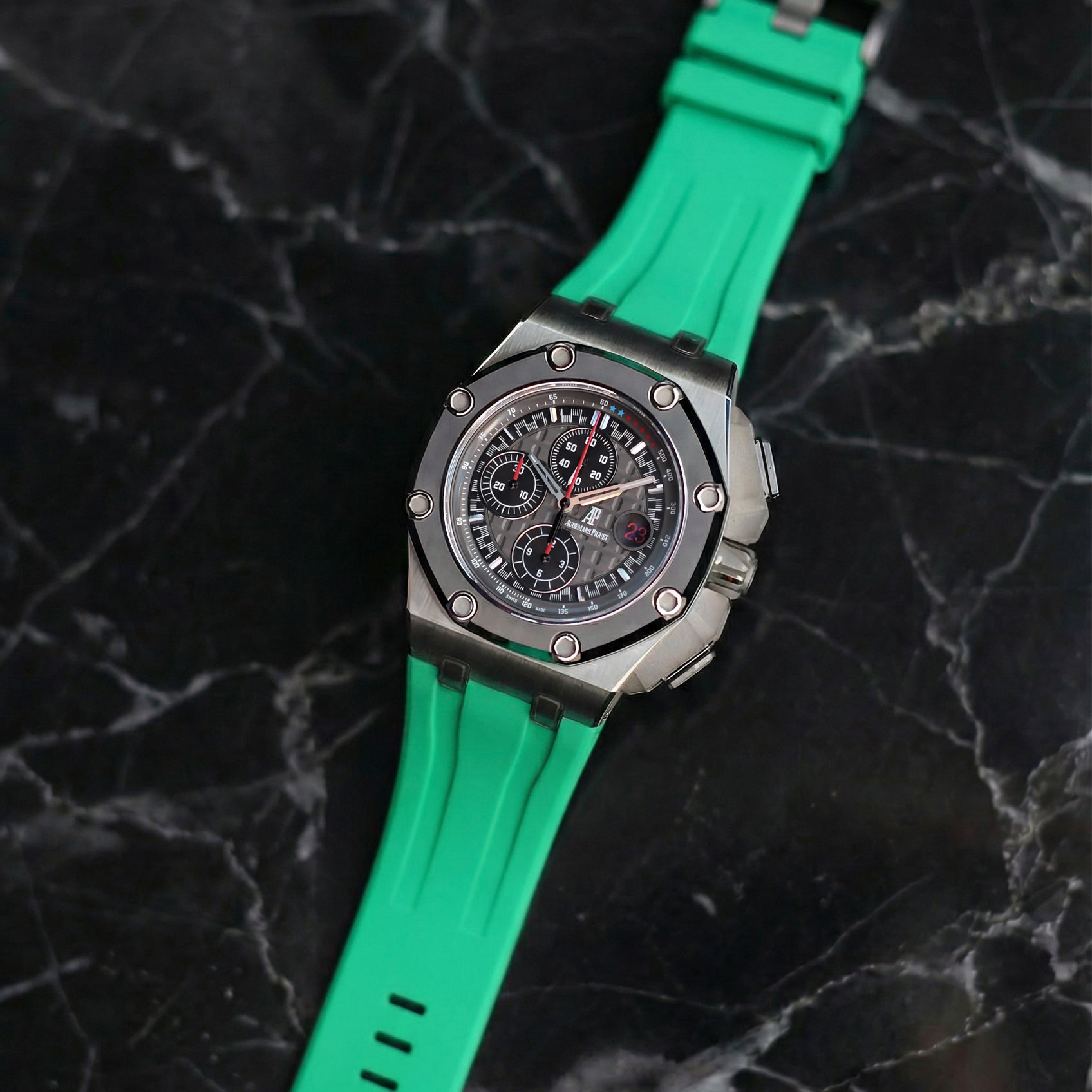Audemars Piguet Royal Oak Offshore 44mm on Shamrock Green Rubber Horus Strap