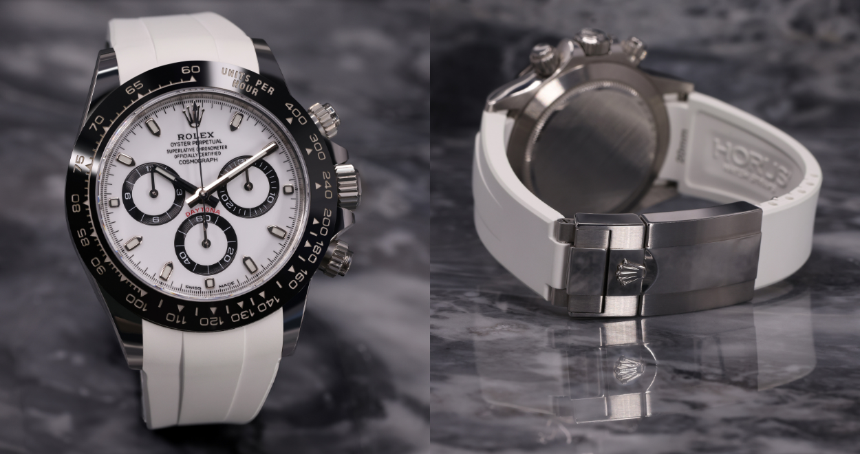 FKM Rubber Strap for Rolex Daytona on Bracelet Polar White Horus Watch Straps