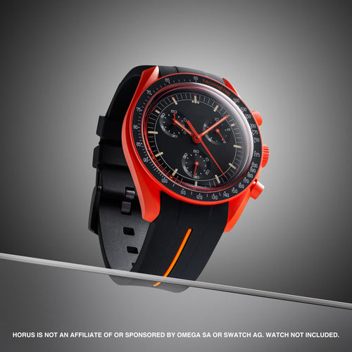 Rubber Strap for Swatch x Omega Moonswatch - Corsa Black & Orange
