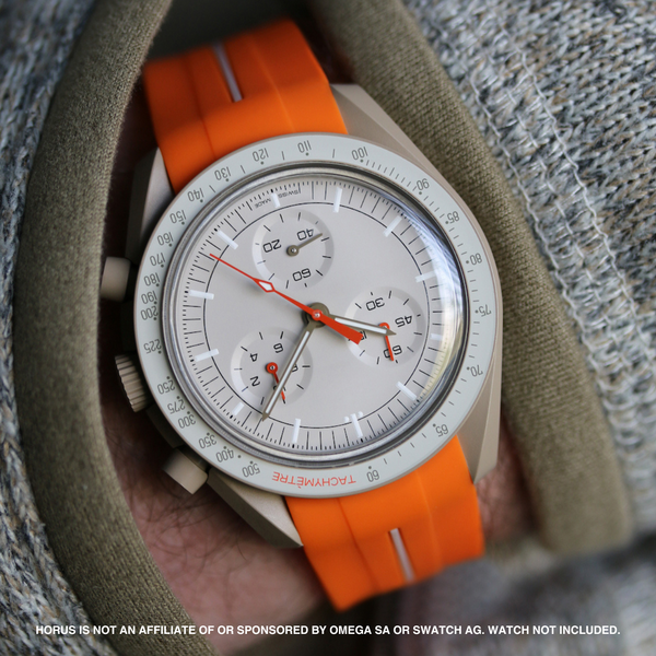 Rubber Strap for Swatch x Omega Moonswatch - Corsa Orange & Hurricane