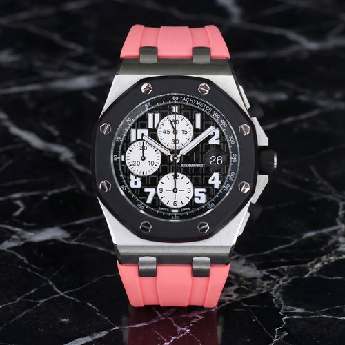 Rubber Strap for Audemars Piguet 42mm Royal Oak Offshore (Deployant Clasp) - Flamingo Pink