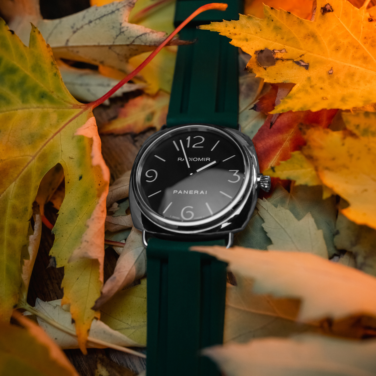 Rubber Strap for Panerai Radiomir - Forest Green