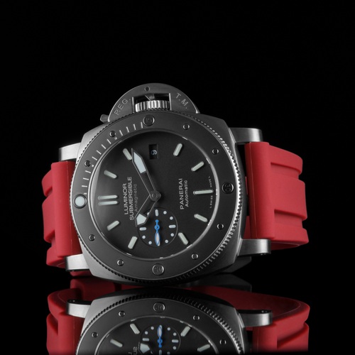Rubber Strap for Panerai Submersible - Bordeaux Red