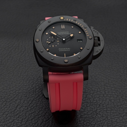 Rubber Strap for Panerai Submersible - Flamingo Pink