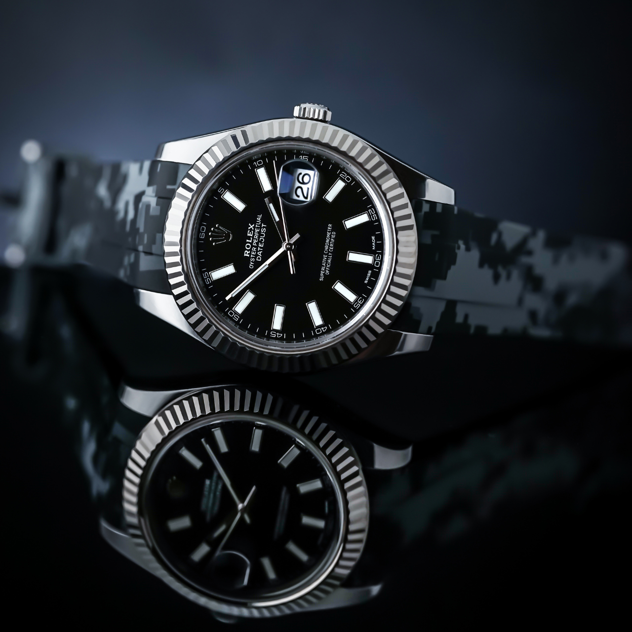 Rubber Strap for Rolex Datejust II - Graphite Digi Camo