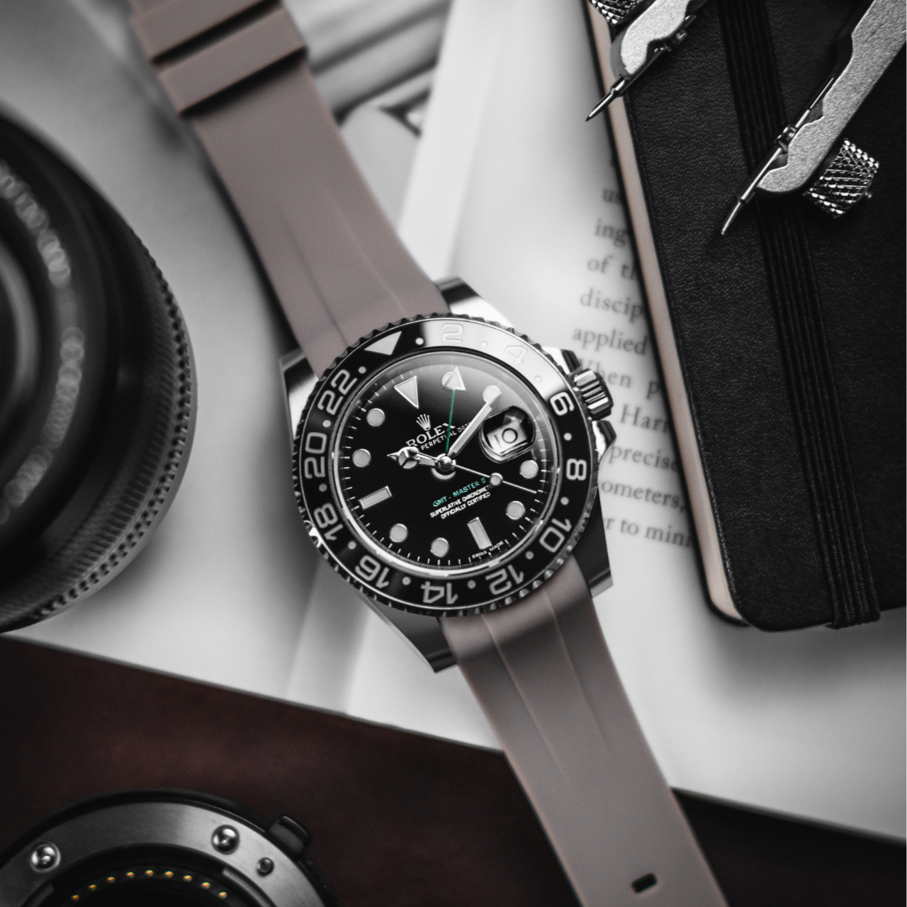 Rubber Strap for Rolex GMT Master II Hurricane Grey Horus Watch Straps